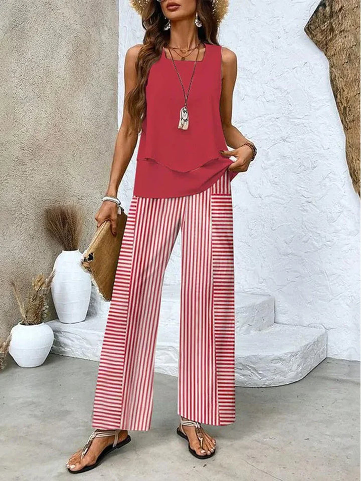 Women’s Sleeveless Summer Set | Wide Leg Pants