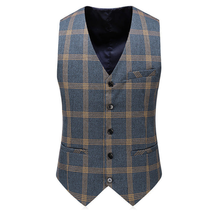Alec - Men's Charcoal Three-Piece Suit with Checkered Design
