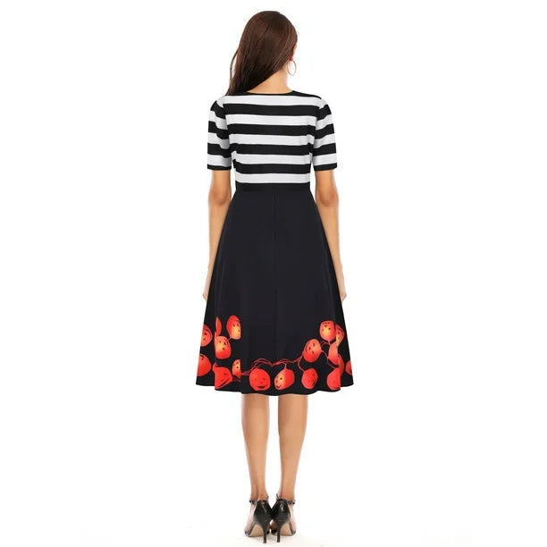 Women’s Halloween Midi Dress | Pumpkin Print