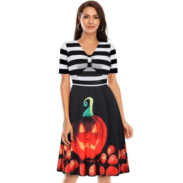 Women’s Halloween Midi Dress | Pumpkin Print