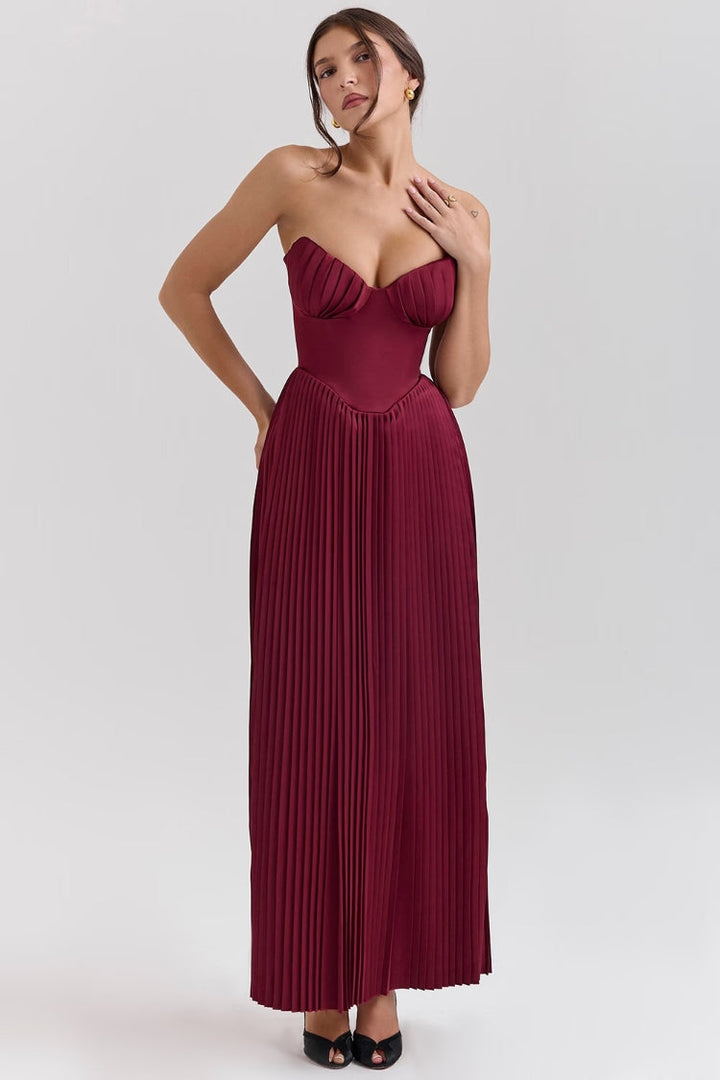 Women’s Strapless Pleated Dress | Maxi
