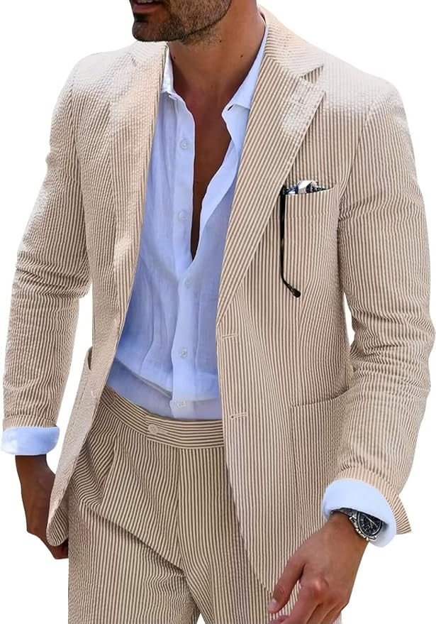Men’s Striped Formal Suit Set | Two Piece