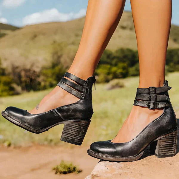 Women’s Vintage Block Heel Shoes | Double Strap