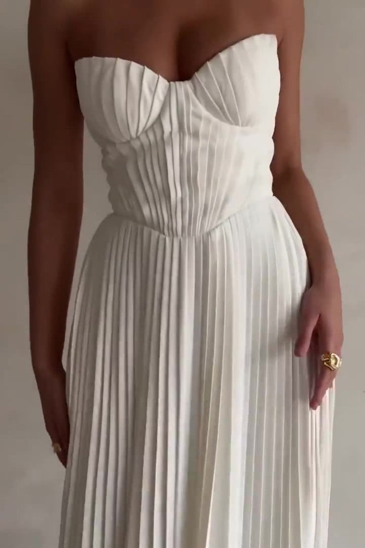 Women’s Strapless Pleated Dress | Maxi