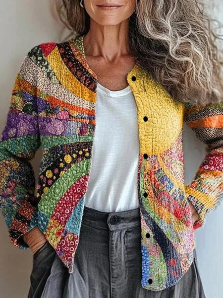 Women’s Patchwork Print Cardigan | Button-Up