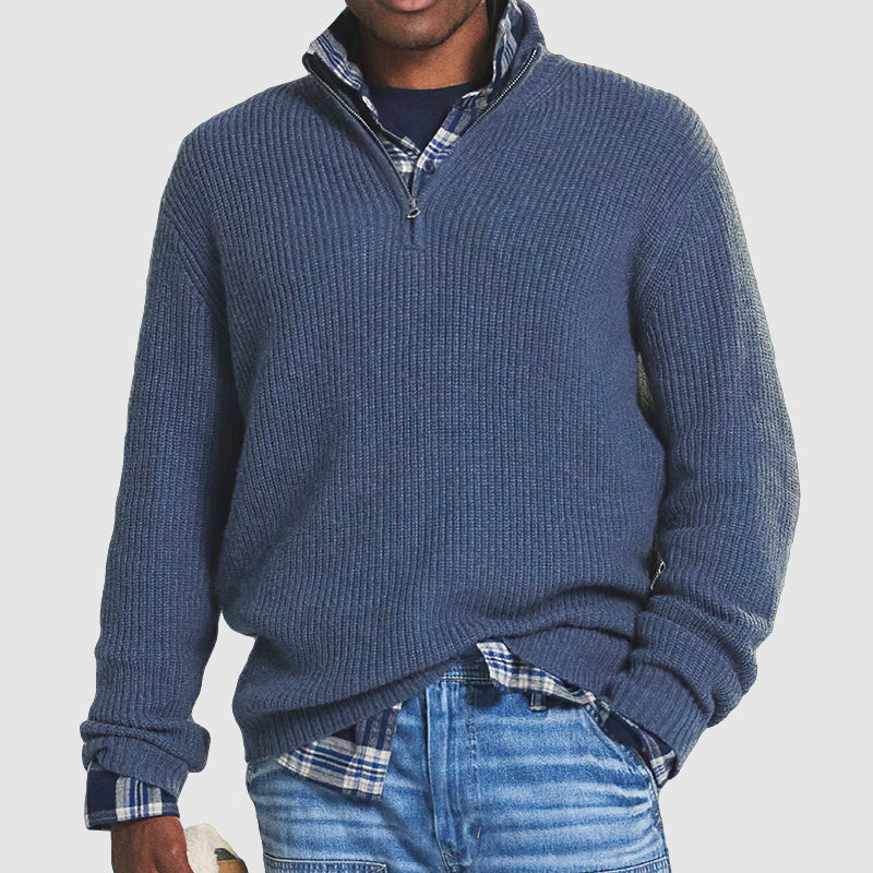 Men’s Ribbed Half-Zip Jumper | Long Sleeve