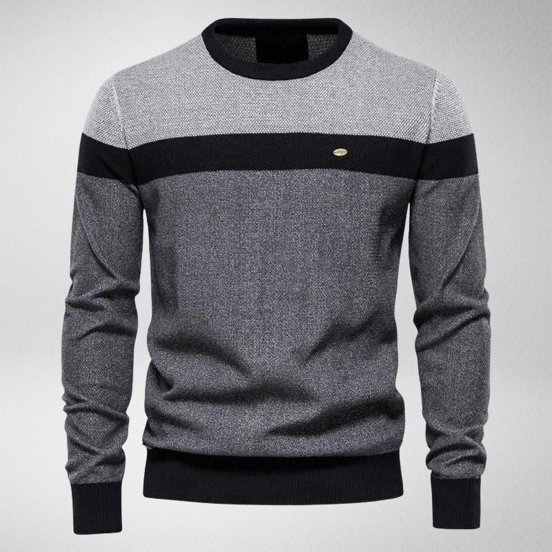 Men’s Colour Block Knit Jumper | Crew Neck