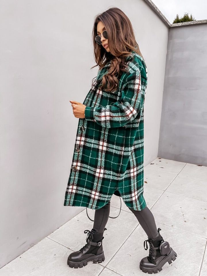 Women’s Checked Shirt Coat | Long