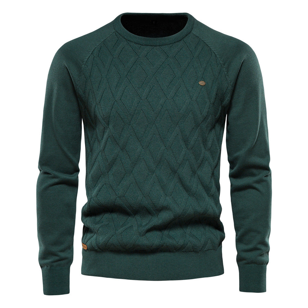 Men’s Diamond Knit Jumper | Crew Neck