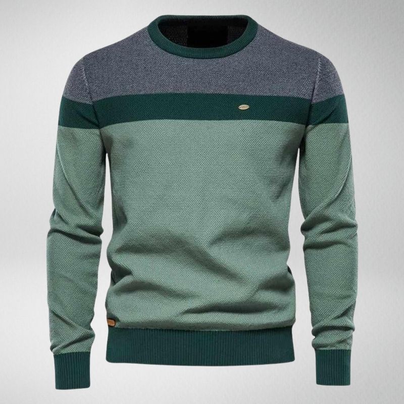 Men’s Colour Block Knit Jumper | Crew Neck