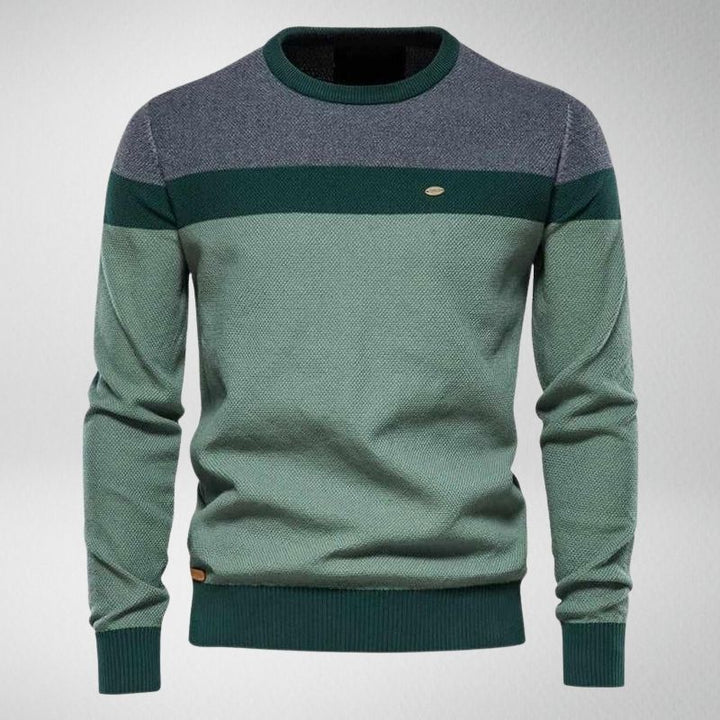 Men’s Colour Block Knit Jumper | Crew Neck