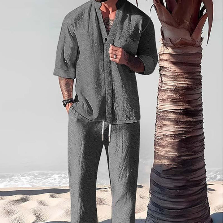Jagger - Men's Relaxed Fit Solid Half Sleeve Shirt and Pants Set
