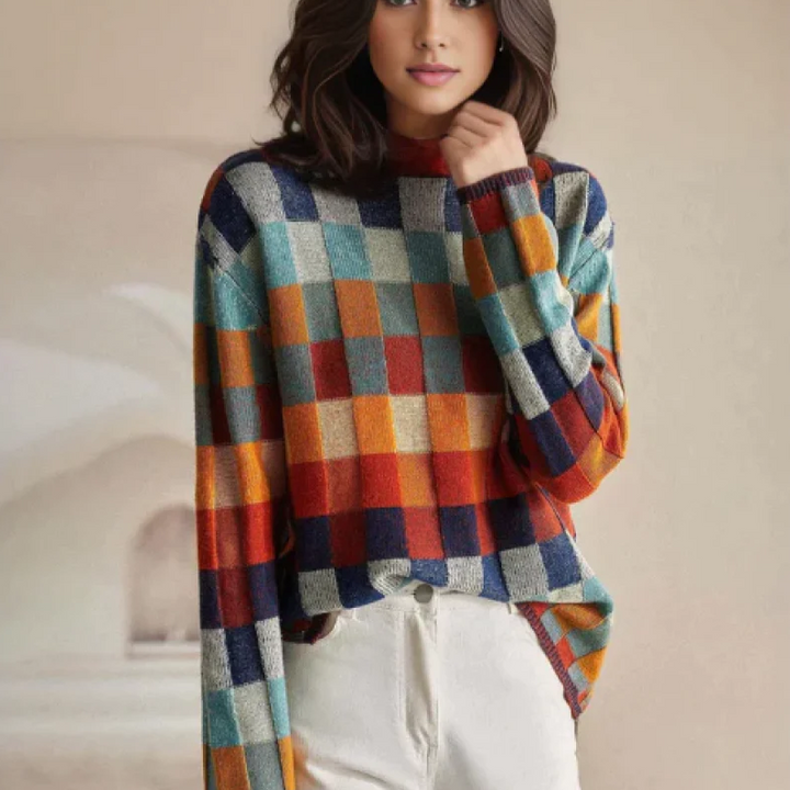 Women’s Checkered Sweater | Casual Knit