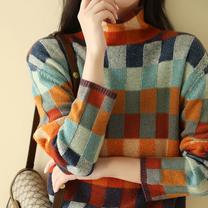 Women’s Checkered Sweater | Casual Knit