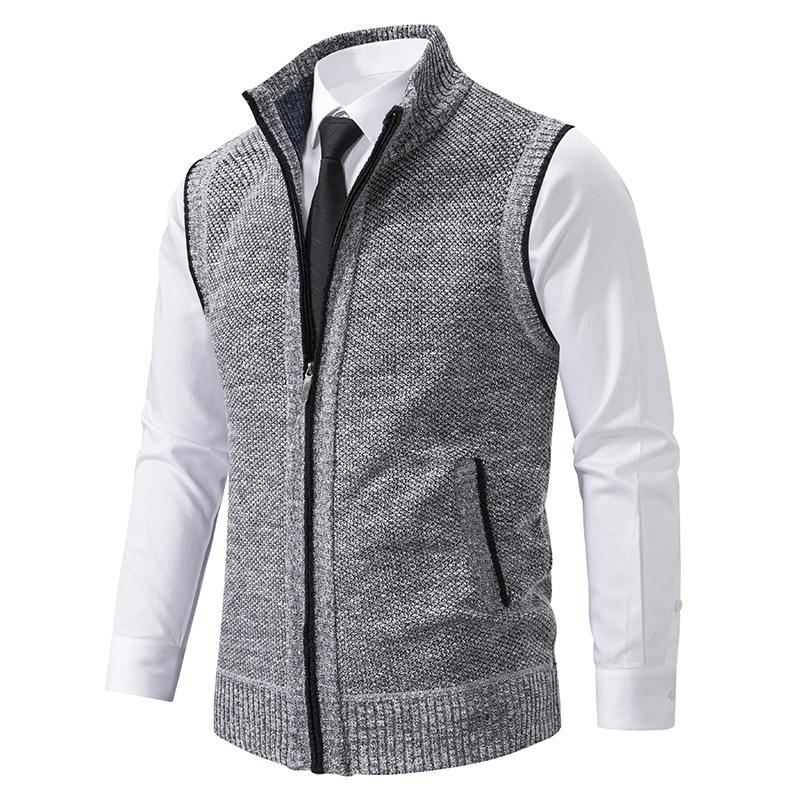 Men’s Zip-Up Knitted Vest | Sleeveless