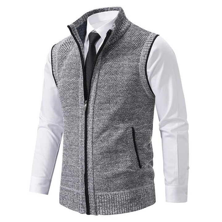 Men’s Zip-Up Knitted Vest | Sleeveless