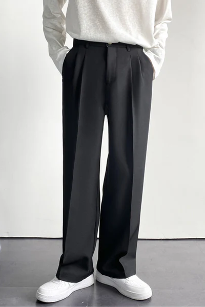 Men’s Wide Leg Trousers | Pleated