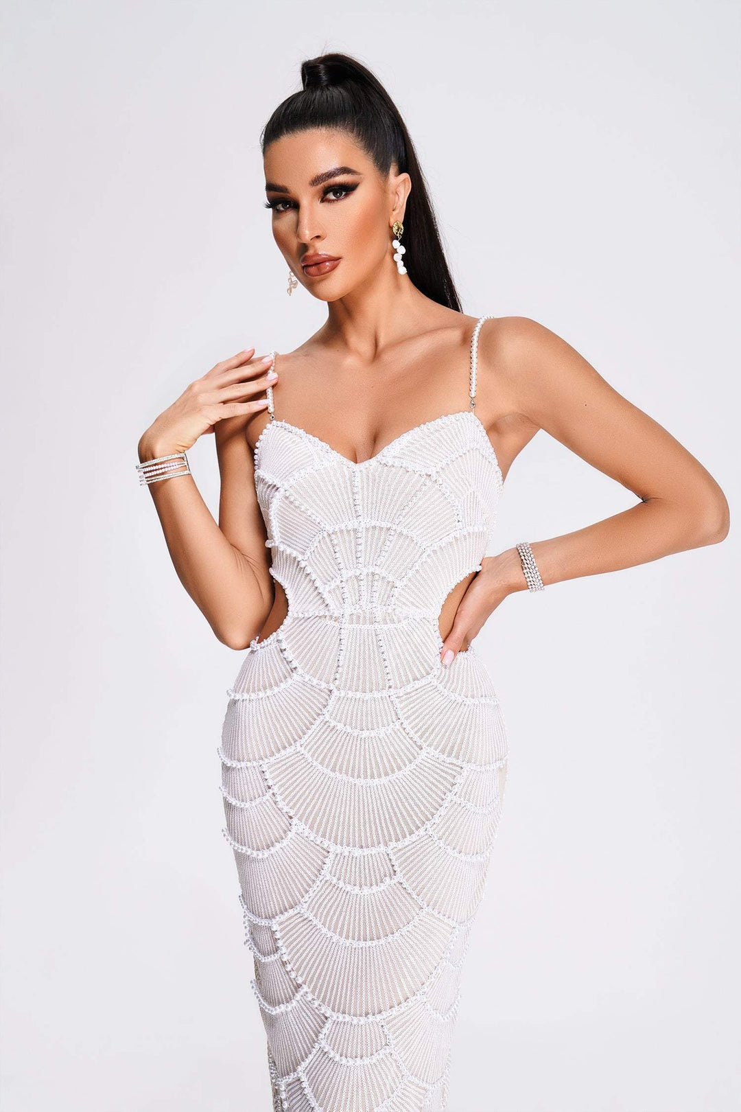 Women’s Elegant Textured Cutout Dress | Midi