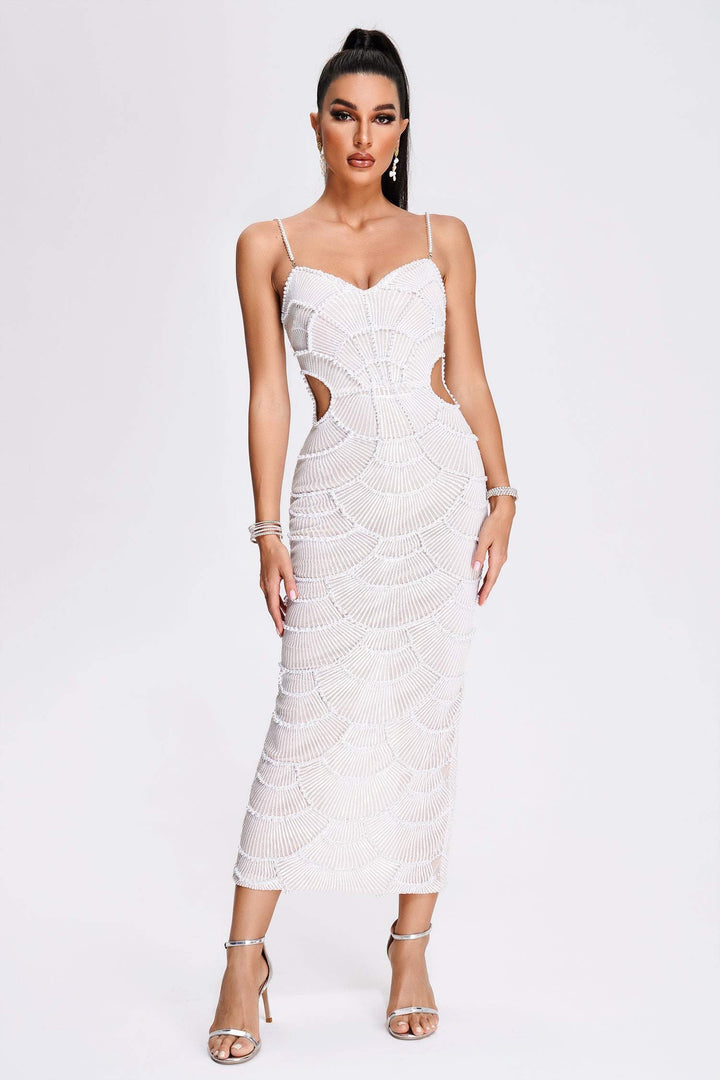 Women’s Elegant Textured Cutout Dress | Midi
