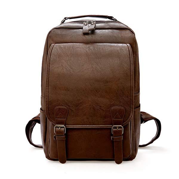 Lennox - Retro leather backpack with zipper flap