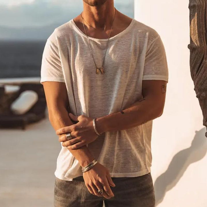 Miles - Casual solid color round neck t-shirt