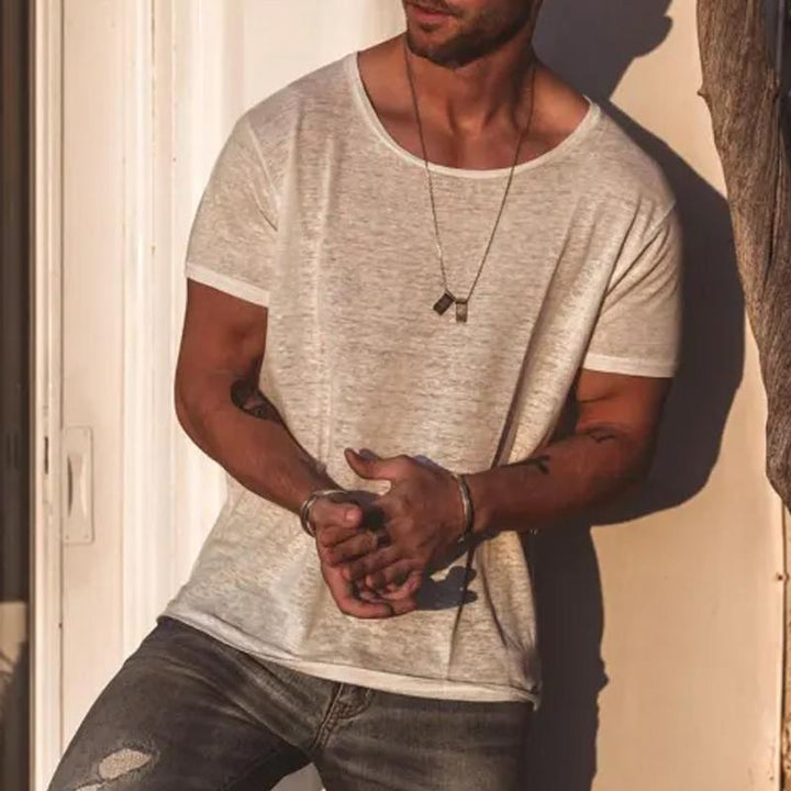 Miles - Casual solid color round neck t-shirt