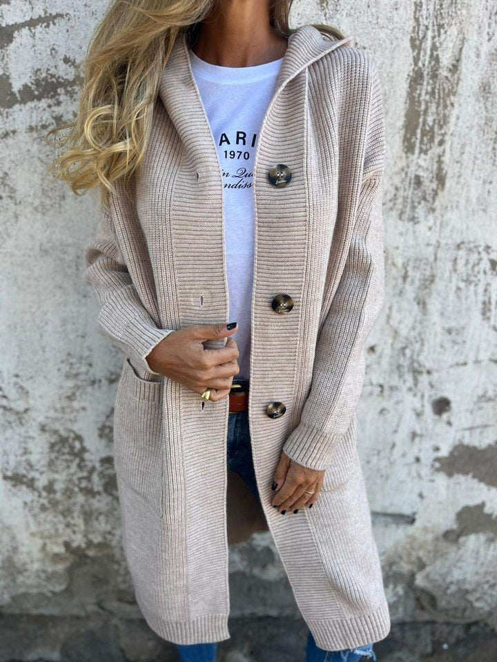 Women’s Long Buttoned Cardigan | Hooded