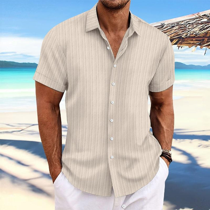 Felix - Cotton linen striped lapel shirt