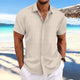Felix - Cotton linen striped lapel shirt