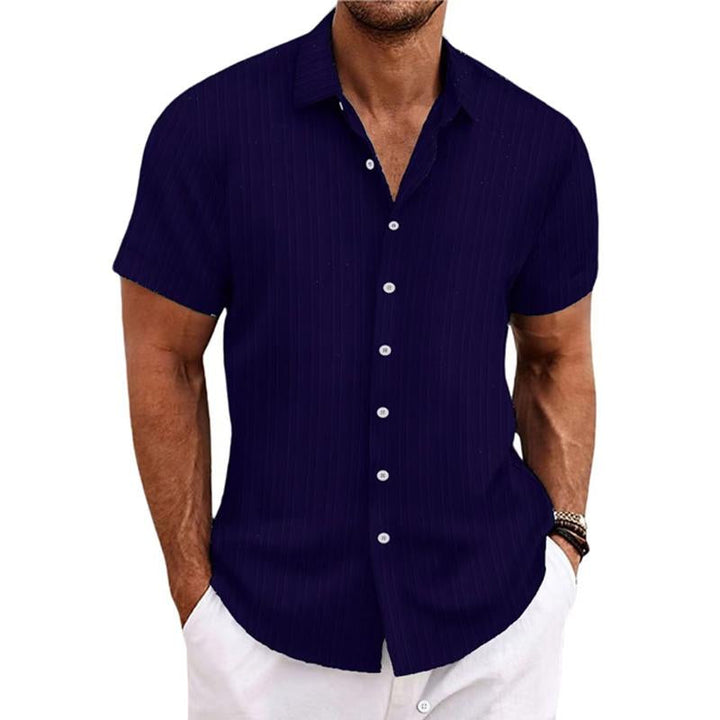 Felix - Cotton linen striped lapel shirt