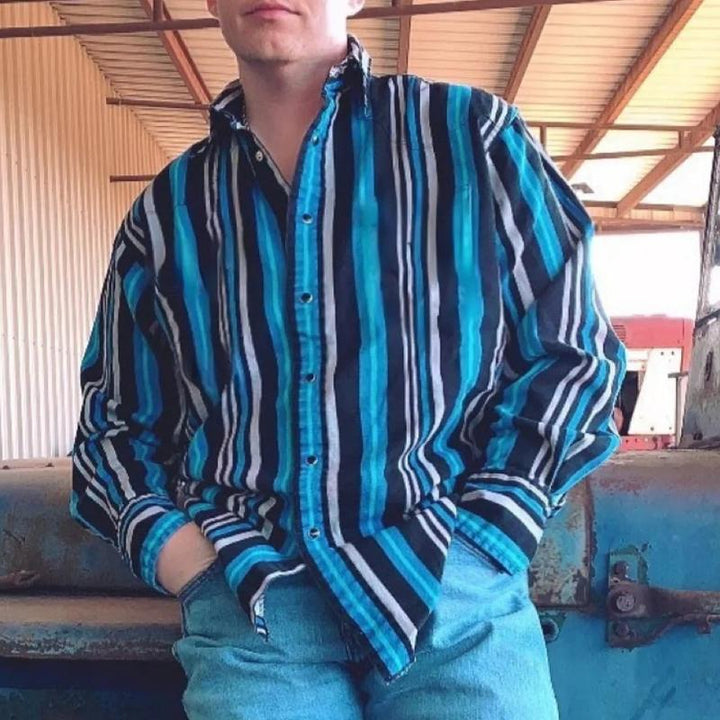 Jasper - Western cowboy striped vacation shirt