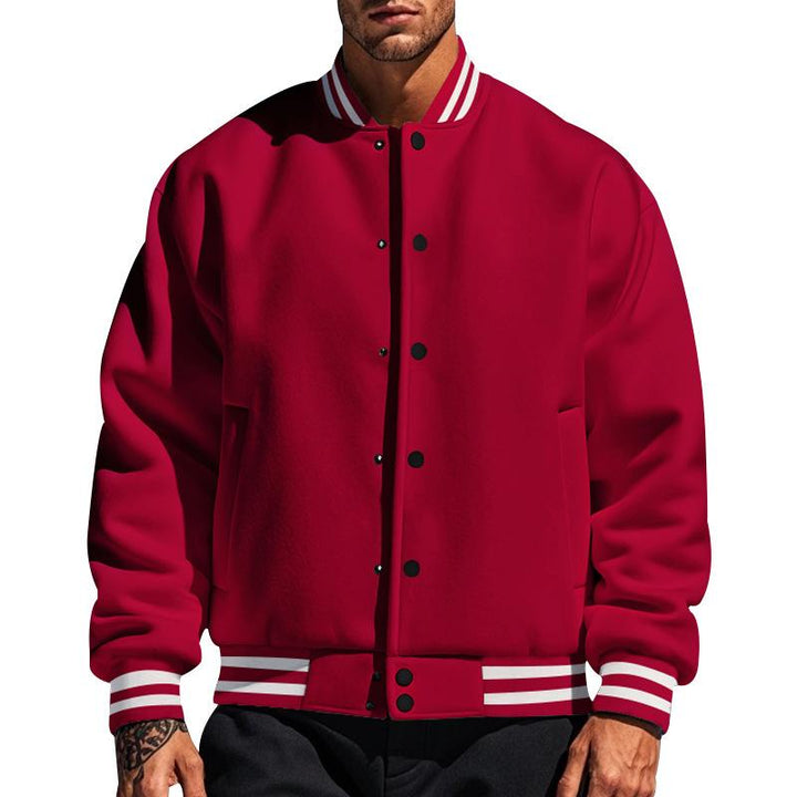 Ernesto - Men's Fleece Baseball Jacket with Stand Collar