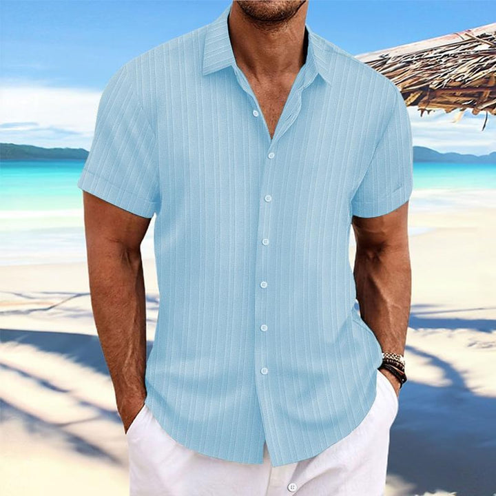 Felix - Cotton linen striped lapel shirt