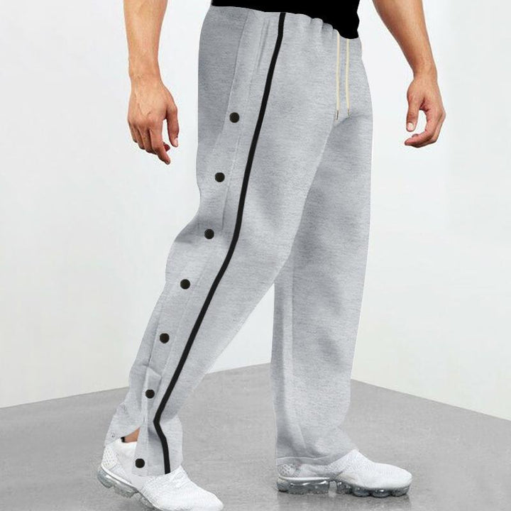 Gavin - Men's Loose Sweatpants with Side Buttons and Elastic Waist