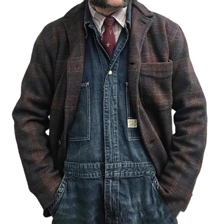 Giuliano - Men's Vintage Plaid Lapel Relaxed Jacket
