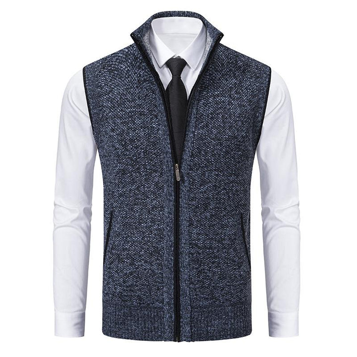 Men’s Zip-Up Knitted Vest | Sleeveless