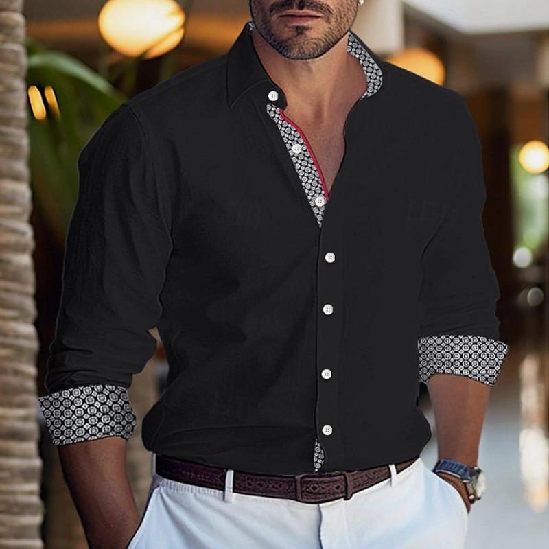 Bennett - Printed Colorblock Lapel Shirt
