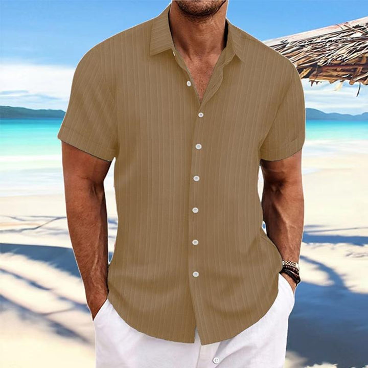 Felix - Cotton linen striped lapel shirt