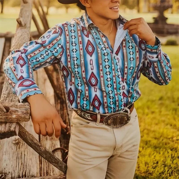 Jasper - Western cowboy striped vacation shirt