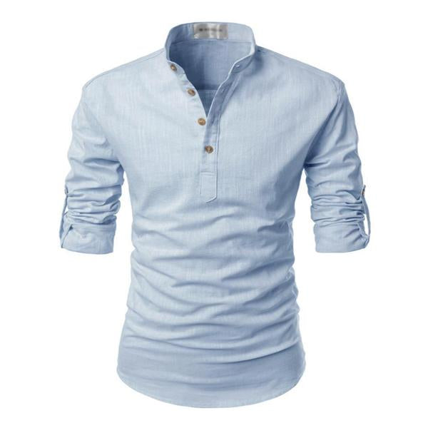 Roman - Solid Color Stand Collar Shirt