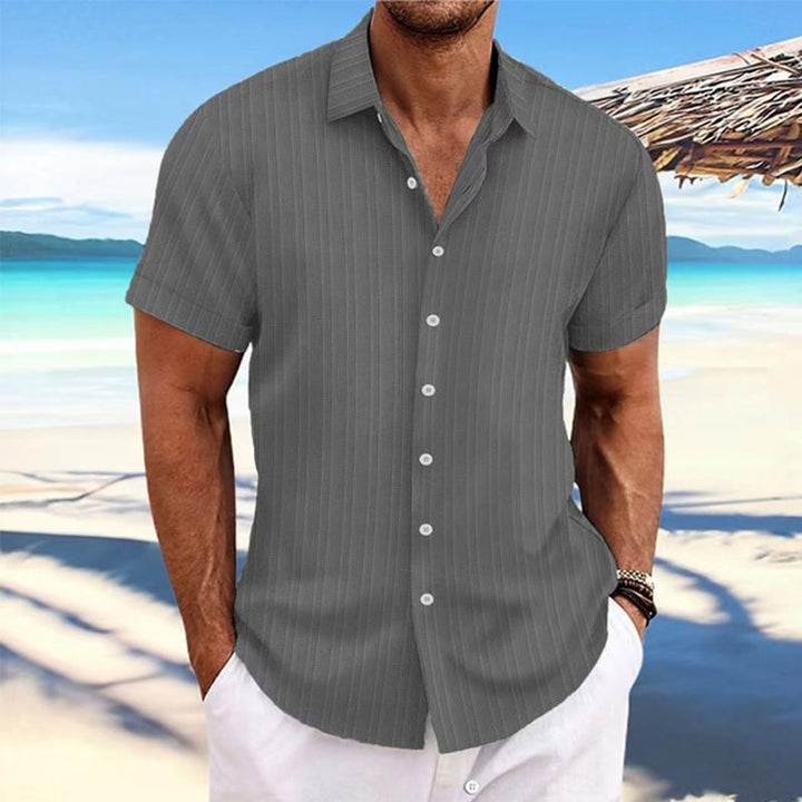 Felix - Cotton linen striped lapel shirt