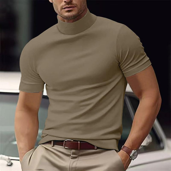 Charles - Solid Color Half Turtle Neck T-Shirt