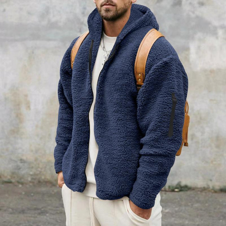 Emiliano - Men's Plain Double Fleece Oversized Hooded Jacket