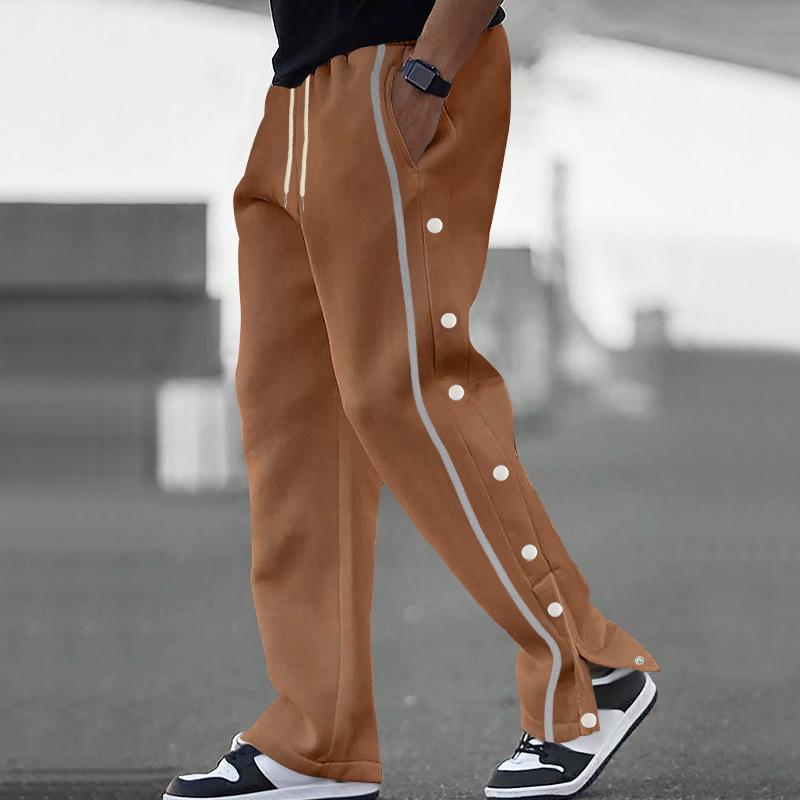 Gavin - Men's Loose Sweatpants with Side Buttons and Elastic Waist