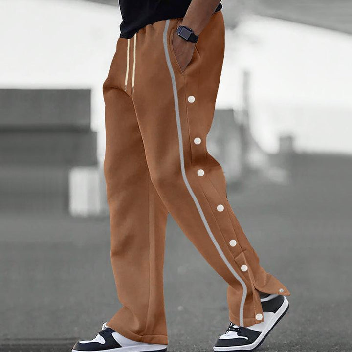 Gavin - Men's Loose Sweatpants with Side Buttons and Elastic Waist