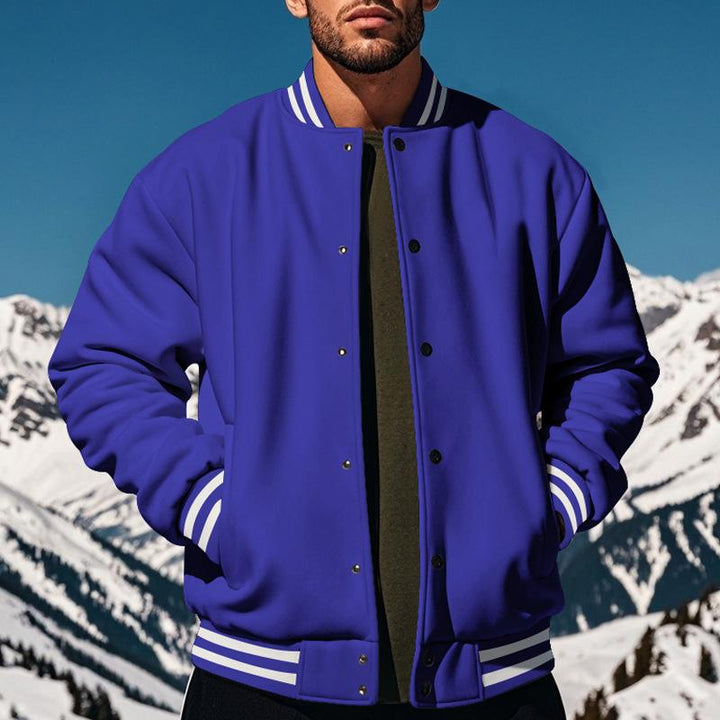 Ernesto - Men's Fleece Baseball Jacket with Stand Collar