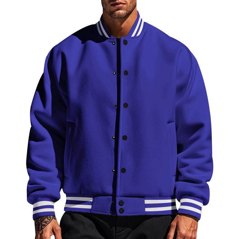 Ernesto - Men's Fleece Baseball Jacket with Stand Collar
