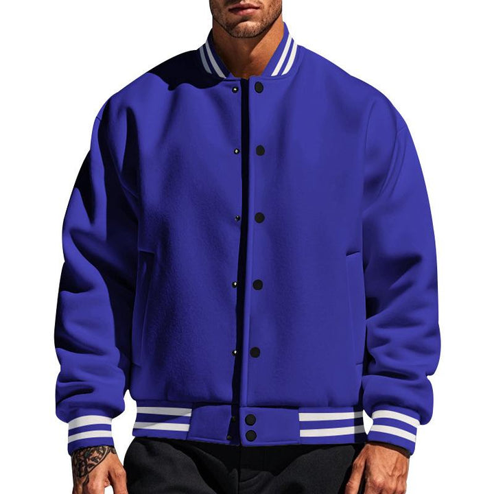 Ernesto - Men's Fleece Baseball Jacket with Stand Collar