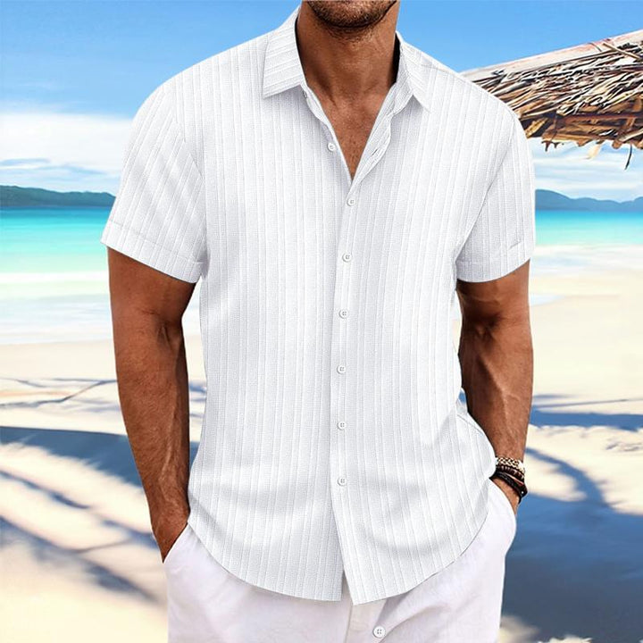 Felix - Cotton linen striped lapel shirt