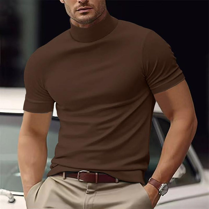 Charles - Solid Color Half Turtle Neck T-Shirt